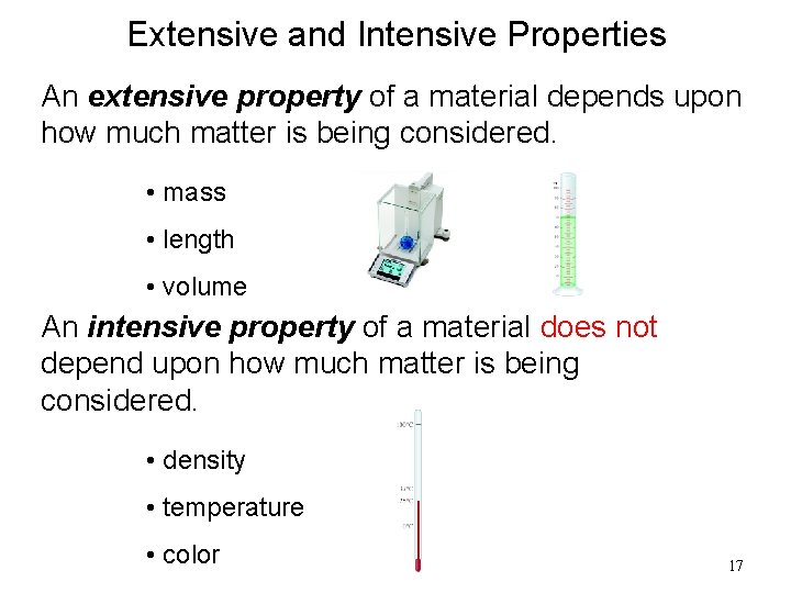 Extensive and Intensive Properties An extensive property of a material depends upon how much Extensive and Intensive Properties An extensive property of a material depends upon how much