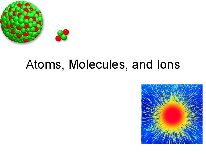 Atoms, Molecules, and Ions Atoms, Molecules, and Ions