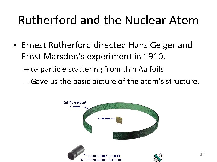 Rutherford and the Nuclear Atom • Ernest Rutherford directed Hans Geiger and Ernst Marsden’s Rutherford and the Nuclear Atom • Ernest Rutherford directed Hans Geiger and Ernst Marsden’s