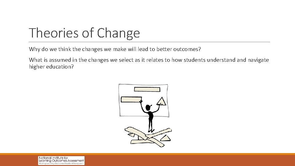 Theories of Change Why do we think the changes we make will lead to