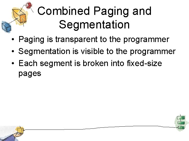 Combined Paging and Segmentation • Paging is transparent to the programmer • Segmentation is