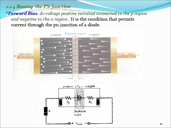 2. 1. 4 Biasing the PN-Junction *Forward Bias: dc voltage positive terminal connected to