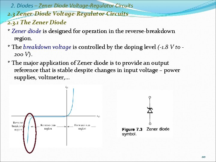 2. Diodes – Zener Diode Voltage-Regulator Circuits 2. 3 Zener-Diode Voltage-Regulator Circuits 2. 3.