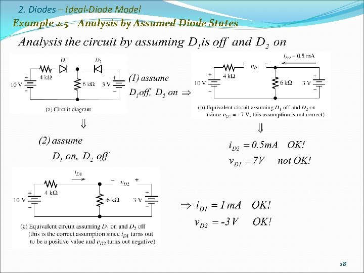 2. Diodes – Ideal-Diode Model Example 2. 5 – Analysis by Assumed Diode States