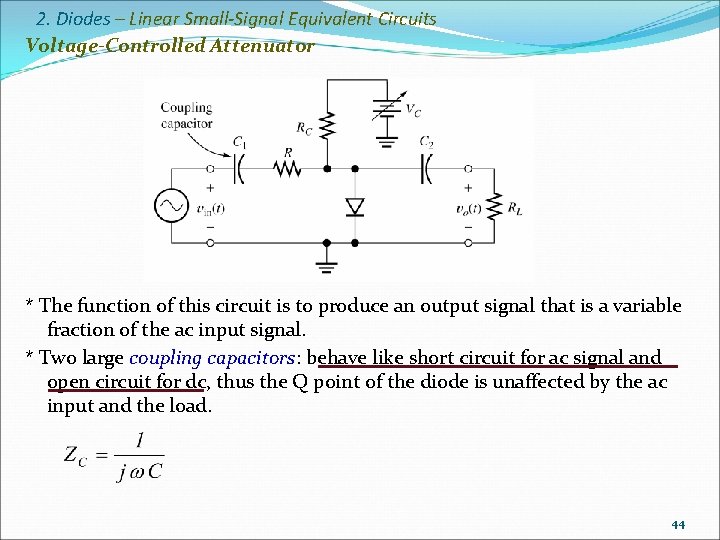 2. Diodes – Linear Small-Signal Equivalent Circuits Voltage-Controlled Attenuator * The function of this