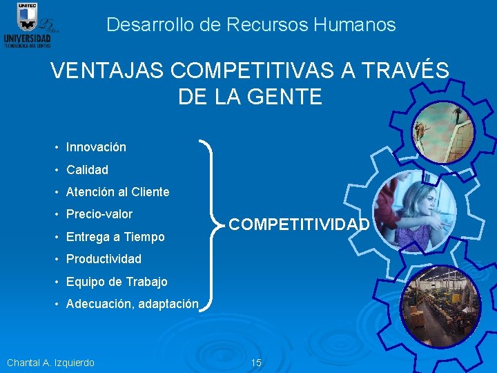 Desarrollo de Recursos Humanos VENTAJAS COMPETITIVAS A TRAVÉS DE LA GENTE • Innovación •