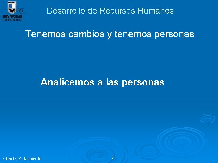 Desarrollo de Recursos Humanos Tenemos cambios y tenemos personas Analicemos a las personas Chantal