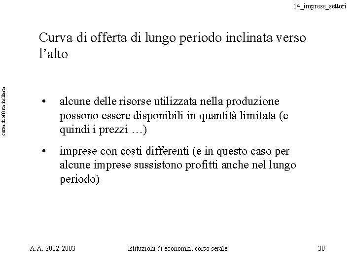 14_imprese_settori curva di offerta inclinata Curva di offerta di lungo periodo inclinata verso l’alto 14_imprese_settori curva di offerta inclinata Curva di offerta di lungo periodo inclinata verso l’alto