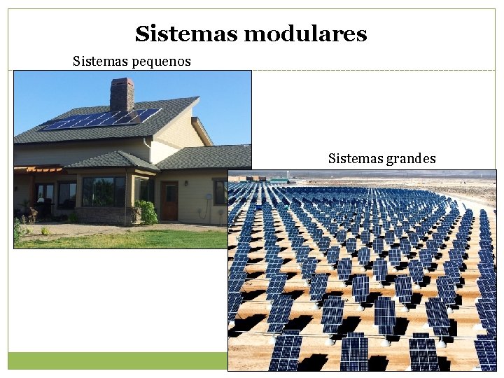 Sistemas modulares Sistemas pequenos Sistemas grandes 