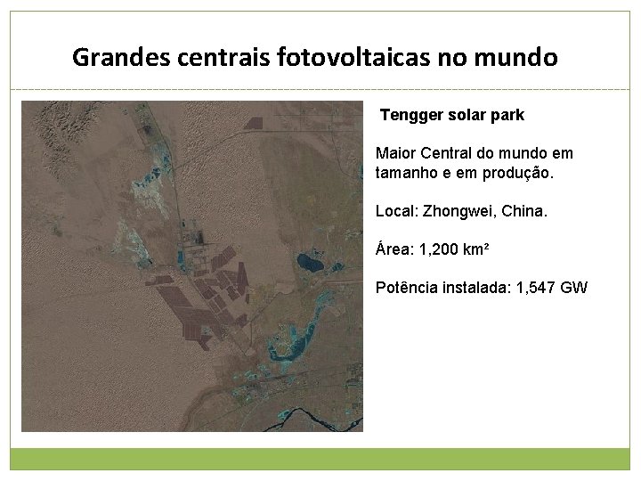 Grandes centrais fotovoltaicas no mundo Tengger solar park Maior Central do mundo em tamanho