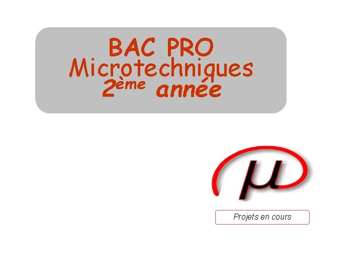 BAC PRO Microtechniques 2ème année Projets en cours 