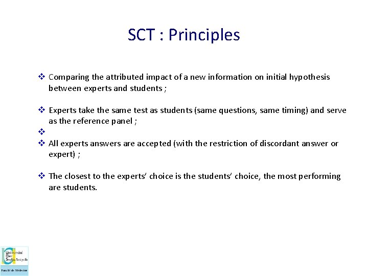 SCT : Principles v Comparing the attributed impact of a new information on initial