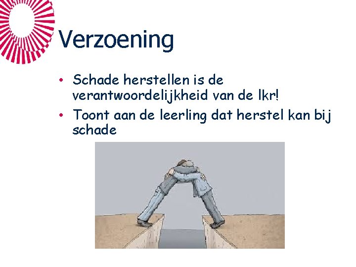 Verzoening • Schade herstellen is de verantwoordelijkheid van de lkr! • Toont aan de Verzoening • Schade herstellen is de verantwoordelijkheid van de lkr! • Toont aan de