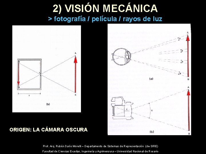 2) VISIÓN MECÁNICA > fotografía / película / rayos de luz ORIGEN: LA CÁMARA