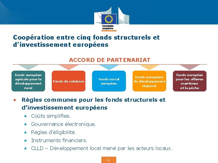 Coopération entre cinq fonds structurels et d’investissement européens ACCORD DE PARTENARIAT Fonds européen agricole