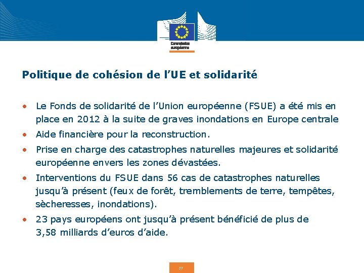 Politique de cohésion de l’UE et solidarité • Le Fonds de solidarité de l’Union