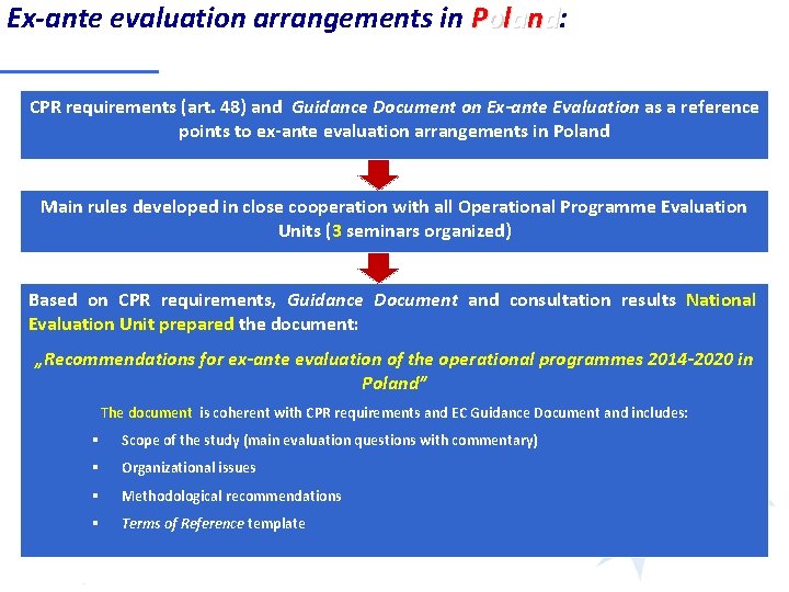 Ex-ante evaluation arrangements in Poland: CPR requirements (art. 48) and Guidance Document on Ex-ante Ex-ante evaluation arrangements in Poland: CPR requirements (art. 48) and Guidance Document on Ex-ante