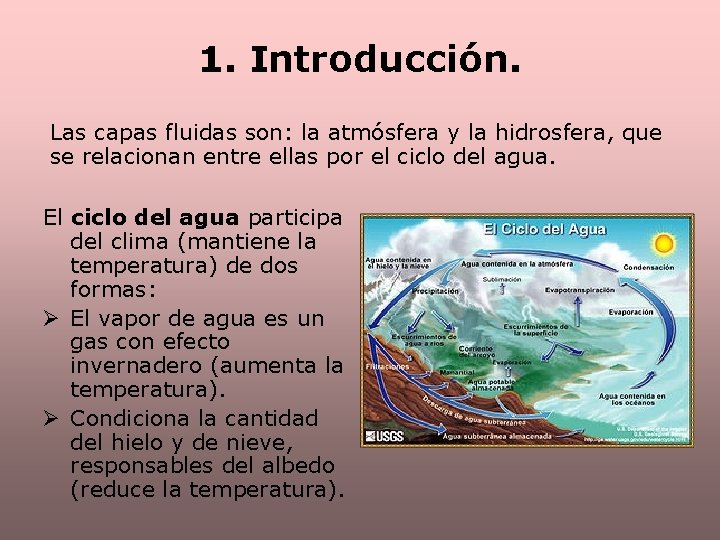 1. Introducción. Las capas fluidas son: la atmósfera y la hidrosfera, que se relacionan