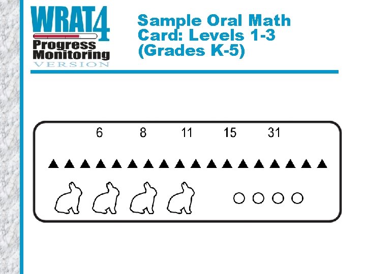 Sample Oral Math Card: Levels 1 -3 (Grades K-5) 