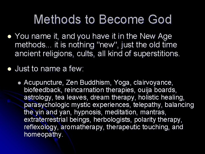 Methods to Become God l You name it, and you have it in the