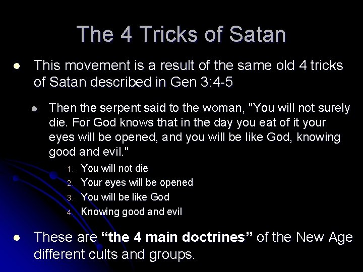 The 4 Tricks of Satan l This movement is a result of the same