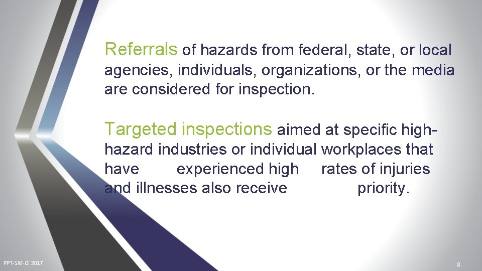 Referrals of hazards from federal, state, or local agencies, individuals, organizations, or the media