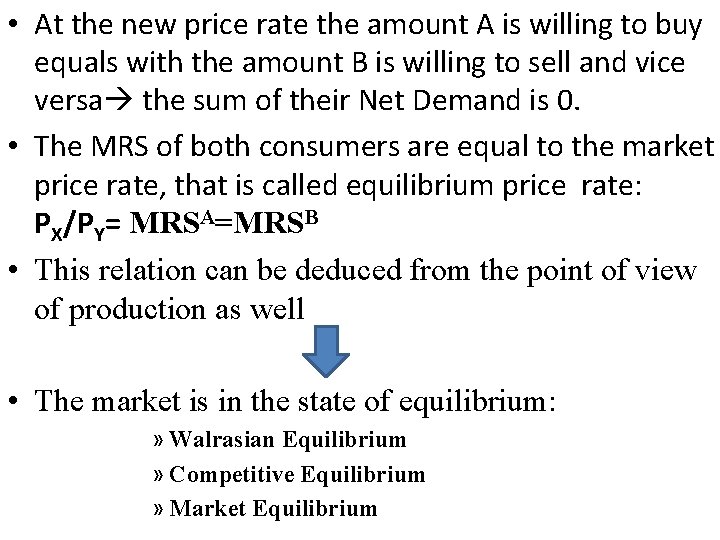  • At the new price rate the amount A is willing to buy