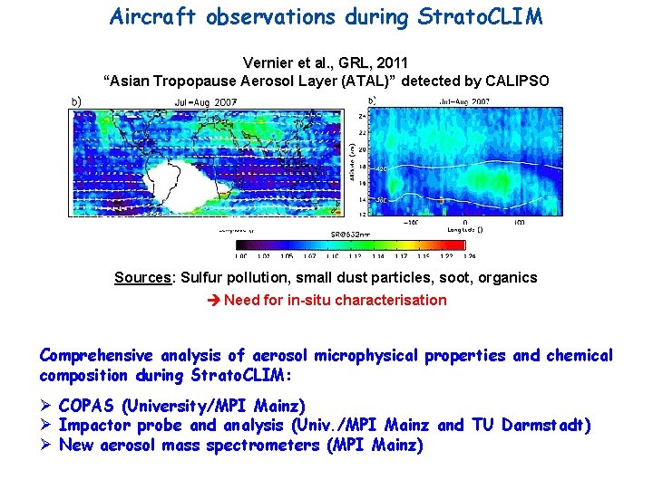 Aircraft observations during Strato. CLIM Vernier et al. , GRL, 2011 “Asian Tropopause Aerosol Aircraft observations during Strato. CLIM Vernier et al. , GRL, 2011 “Asian Tropopause Aerosol