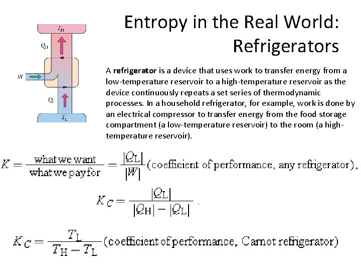 Entropy in the Real World: Refrigerators A refrigerator is a device that uses work