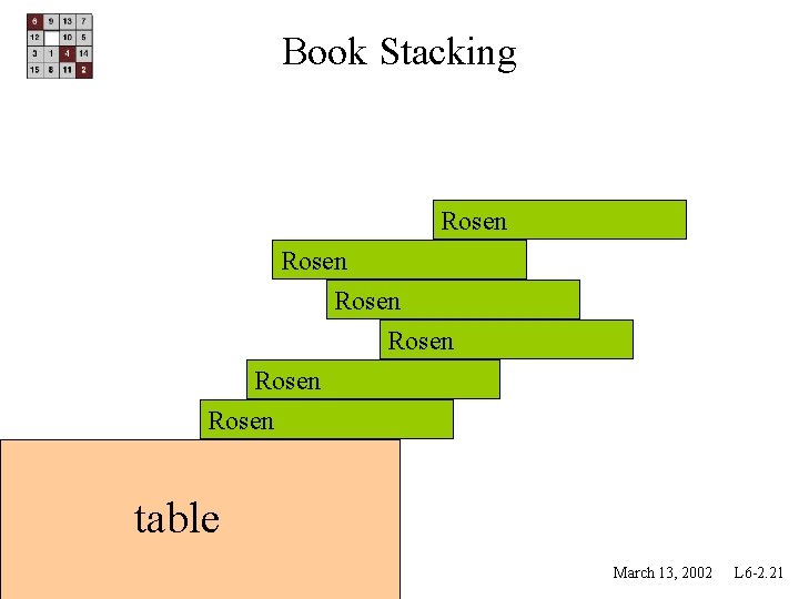 Book Stacking Rosen Rosen table March 13, 2002 L 6 -2. 21 