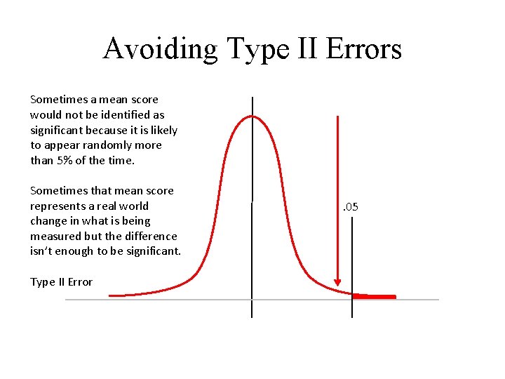 Avoiding Type II Errors Sometimes a mean score would not be identified as significant