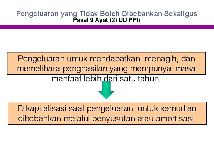 Pengeluaran yang Tidak Boleh Dibebankan Sekaligus Pasal 9 Ayat (2) UU PPh Pengeluaran untuk