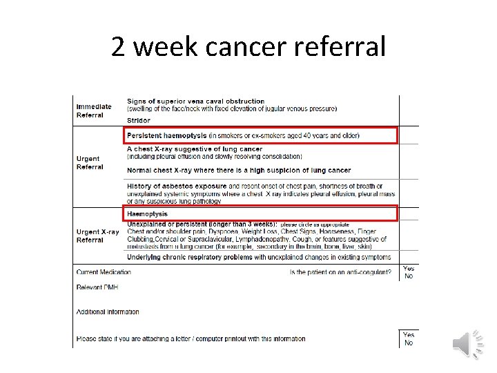 2 week cancer referral 