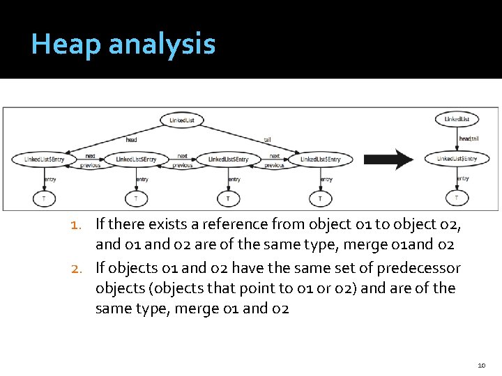 Heap analysis �Heap analyzer parses it into a sequence of records ▪ class records,