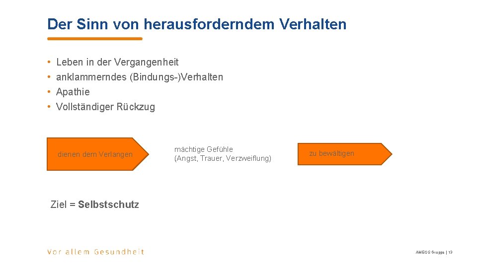Der Sinn von herausforderndem Verhalten • • Leben in der Vergangenheit anklammerndes (Bindungs-)Verhalten Apathie Der Sinn von herausforderndem Verhalten • • Leben in der Vergangenheit anklammerndes (Bindungs-)Verhalten Apathie