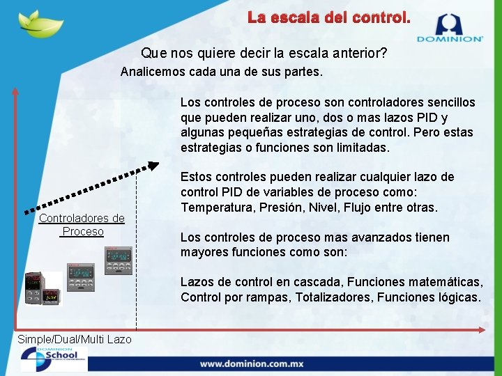 La escala del control. Que nos quiere decir la escala anterior? Analicemos cada una