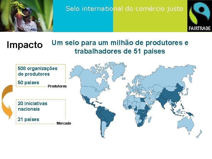 Selo international do comércio justo Impacto Um selo para um milhão de produtores e