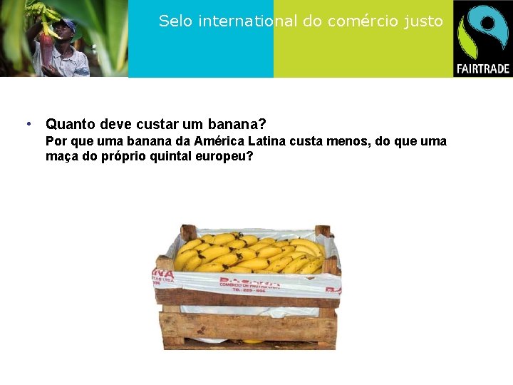 Selo international do comércio justo • Quanto deve custar um banana? Por que uma