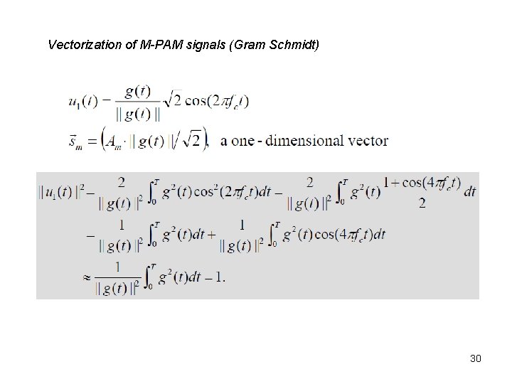 Vectorization of M-PAM signals (Gram Schmidt) 30 
