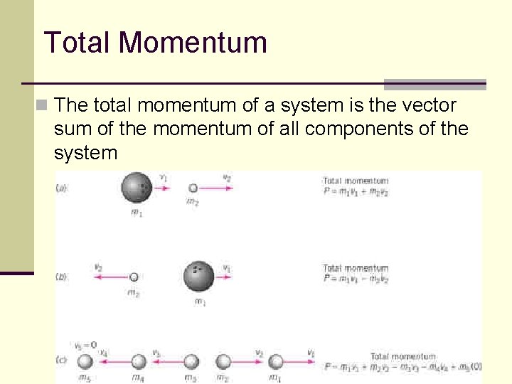 Total Momentum n The total momentum of a system is the vector sum of