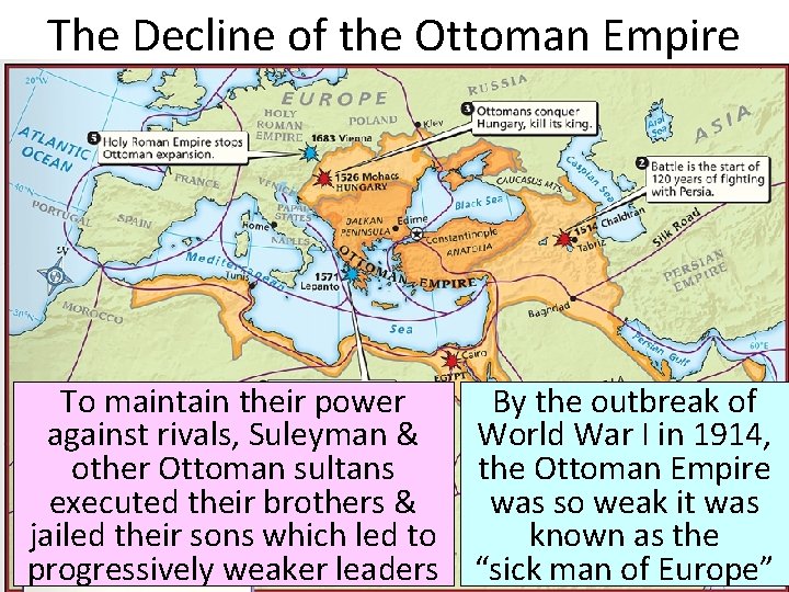 The Decline of the Ottoman Empire To maintain their power against rivals, Suleyman &