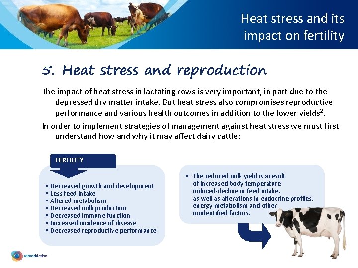 Heat stress and its impact on fertility 5. Heat stress and reproduction The impact