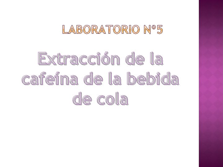 Extracción de la cafeína de la bebida de cola 