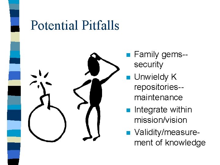 Potential Pitfalls n n Family gems-security Unwieldy K repositories-maintenance Integrate within mission/vision Validity/measurement of