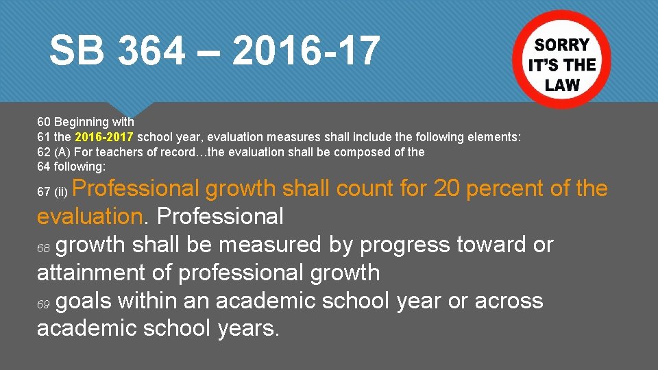 SB 364 – 2016 -17 60 Beginning with 61 the 2016 -2017 school year,