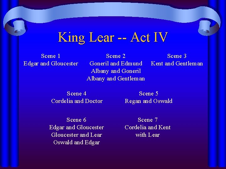 King Lear -- Act IV Scene 1 Edgar and Gloucester Scene 2 Scene 3