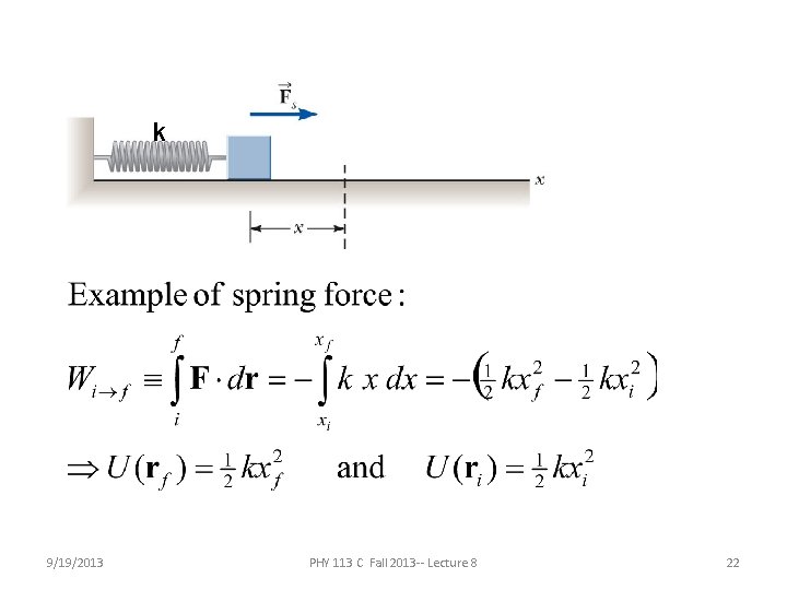 k 9/19/2013 PHY 113 C Fall 2013 -- Lecture 8 22 