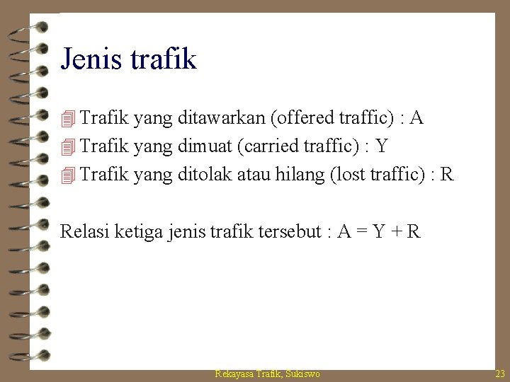 Jenis trafik 4 Trafik yang ditawarkan (offered traffic) : A 4 Trafik yang dimuat