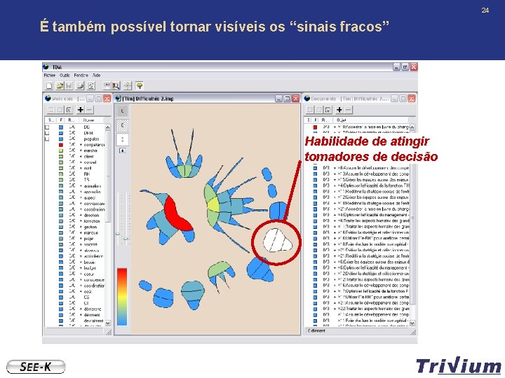 24 É também possível tornar visíveis os “sinais fracos” Habilidade de atingir tomadores de