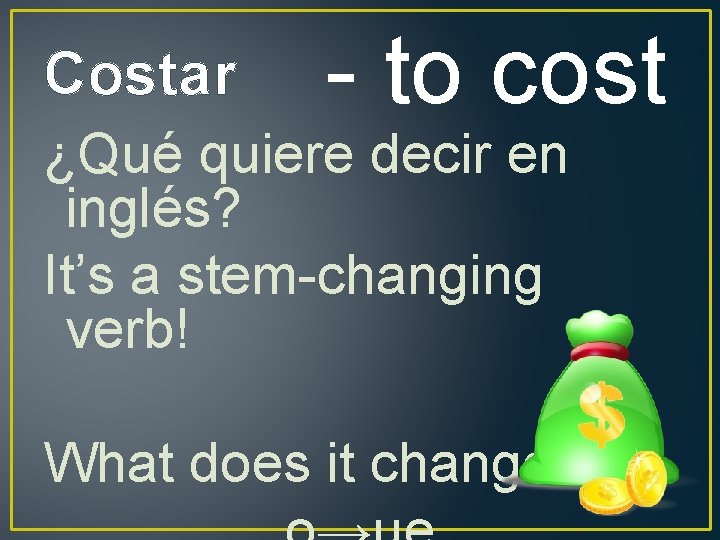 Costar - to cost ¿Qué quiere decir en inglés? It’s a stem-changing verb! What